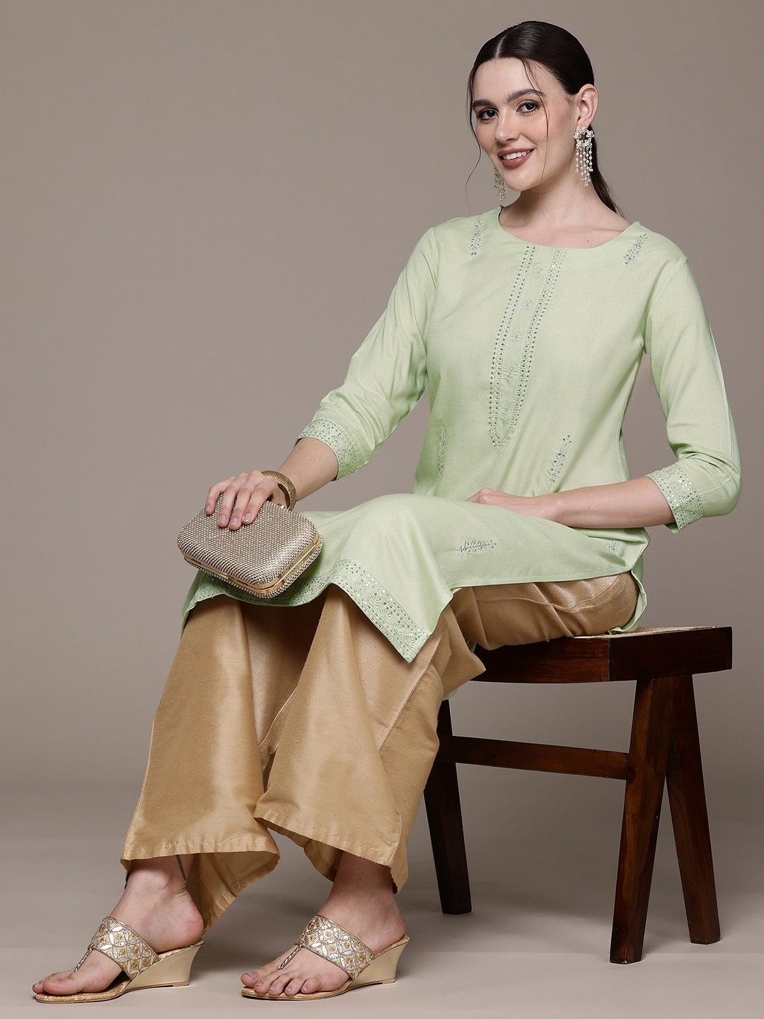 straight-style-rayon-fabric-green-color-kurti