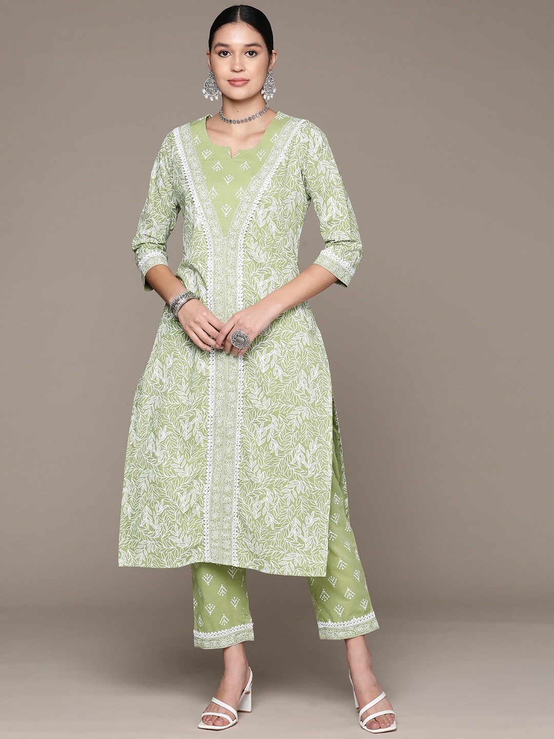 Green - Unstitched Plain Cotton Kurta Material (2.55M) 55