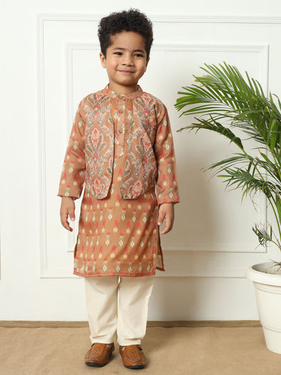 Kurta Pajama with Jacket for Boys Buy Kids Kurta Jacket Sets