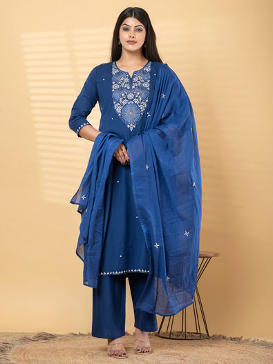 Kurta-set voor dames, Indiase designer rechte A-lijn Anarkali Kurti-set